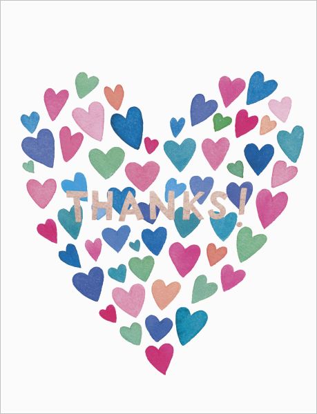 E FRANCES CARD MANY HEARTS THANKS