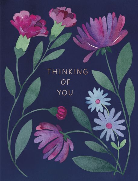 E FRANCES CARD PURPLE FLORAL THINKING OF YOU
