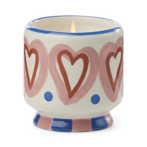 PADDYWAX ADOPO HEARTS CERAMIC CANDLE ROSEWOOD VILLA