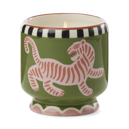 PADDYWAX ADOPO TIGER CERAMIC CANDLE BLACK CEDAR & FIG