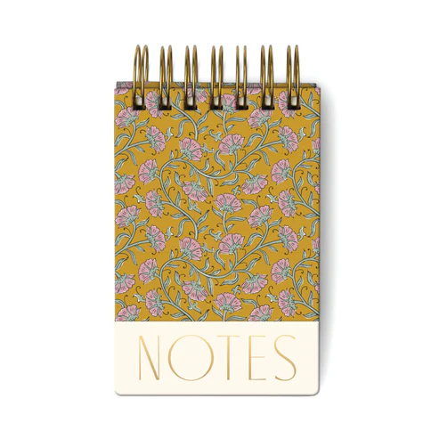 DESIGNWORKS INK TWIN WIRE CHUNKY NOTEPAD GOLD VINTAGE FLORAL