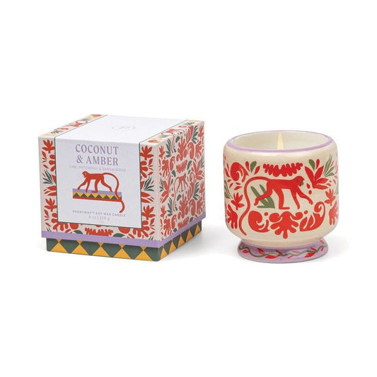 PADDYWAX ADOPO JUNGLE CERAMIC CANDLE COCONUT & AMBER