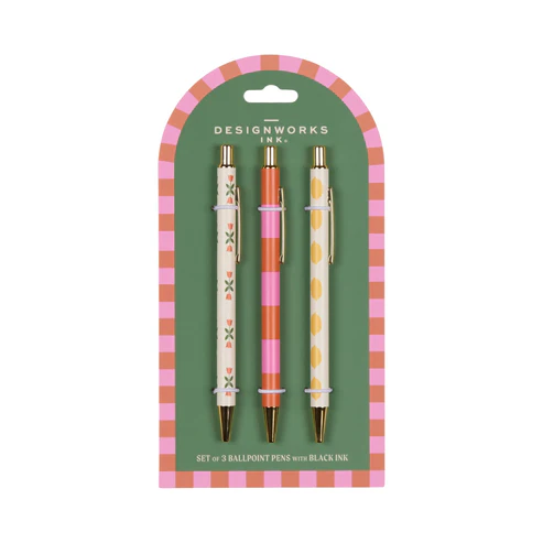 DESIGNWORKS INK ADOPO PENS SET 3 - STRIPES & CHECKS