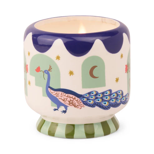 PADDYWAX ADOPO PEACOCK CERAMIC CANDLE MISTED LIME