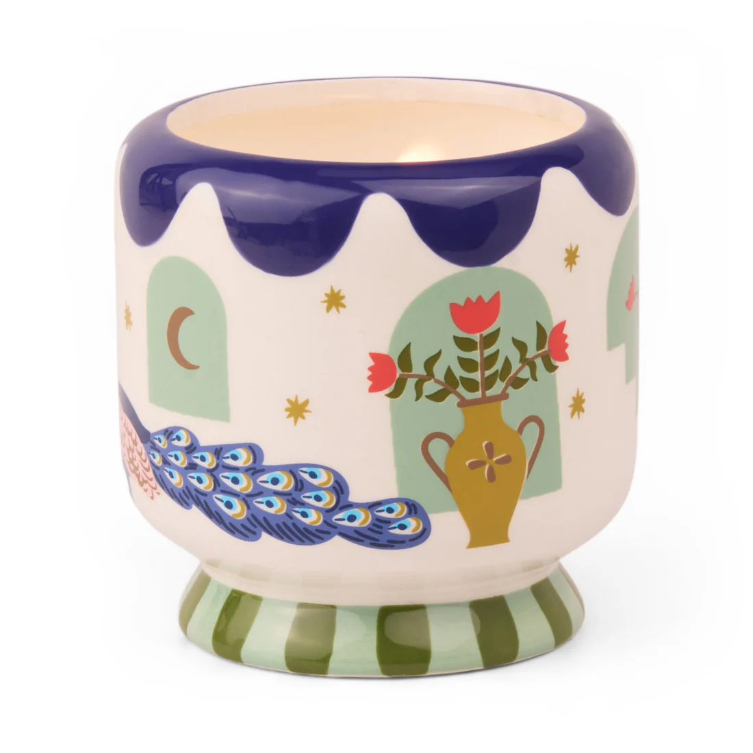 PADDYWAX ADOPO PEACOCK CERAMIC CANDLE MISTED LIME