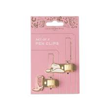DESIGNWORKS INK SET 2 PEN CLIPS - COWGIRL HAT & BOOT