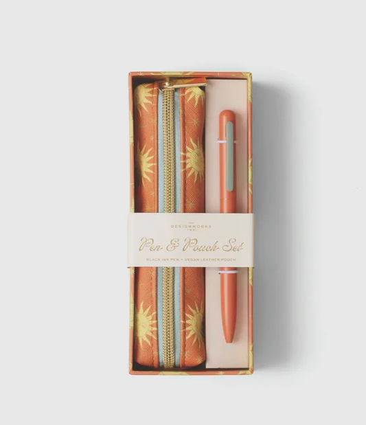 DESIGNWORKS INK PEN & POUCH SET - TERRACOTTA SUN