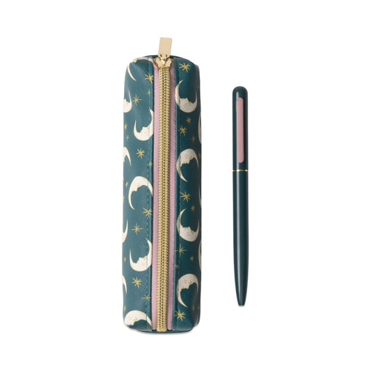 DESIGNWORKS INK PEN & POUCH SET - TEAL MOON