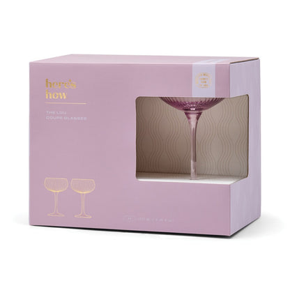 HERE'S HOW LOU COUPE GLASS SET 2 LILAC
