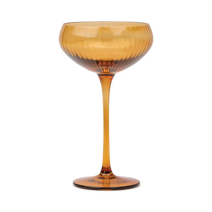 HERE'S HOW LOU COUPE GLASS SET 2 AMBER
