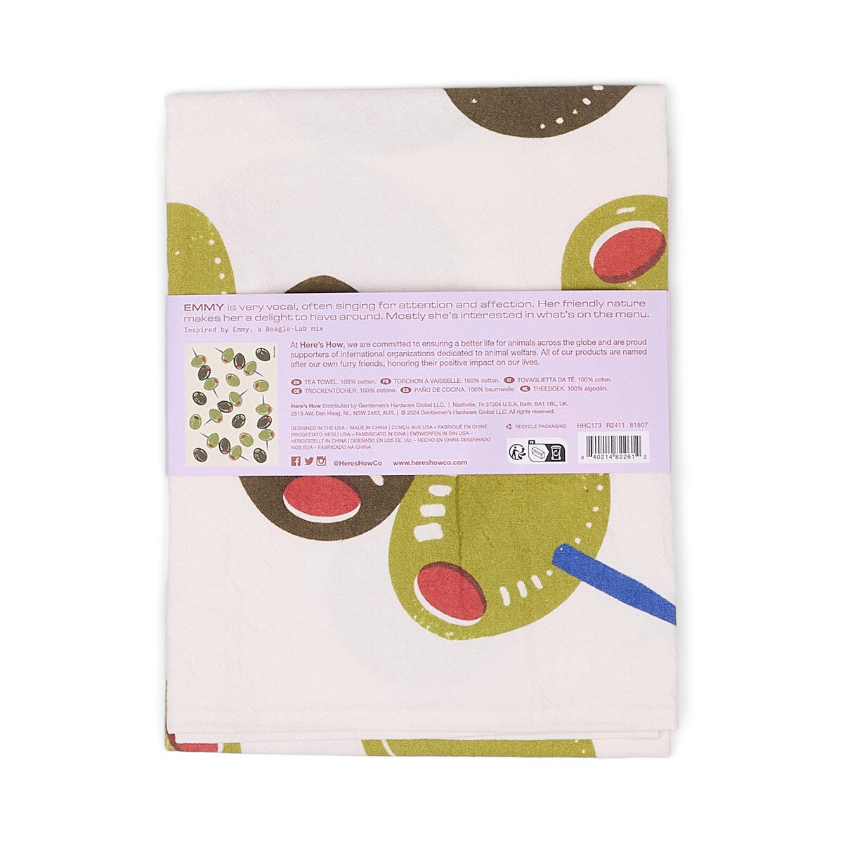 HERE'S HOW THE EMMY TEA TOWEL - OLIVES