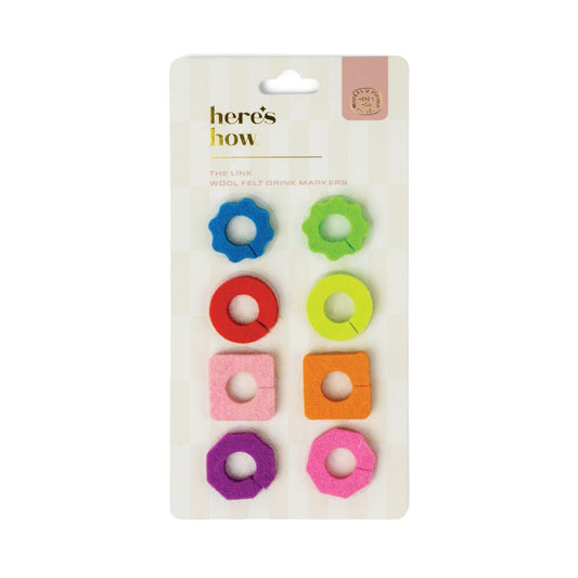 HERE'S HOW THE LINK SET 8 FELT DRINK TAGS