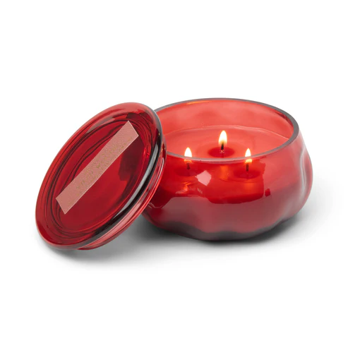 PADDYWAX GLASS CANDLE BASALT RED 10OZ - YUZU WOODS