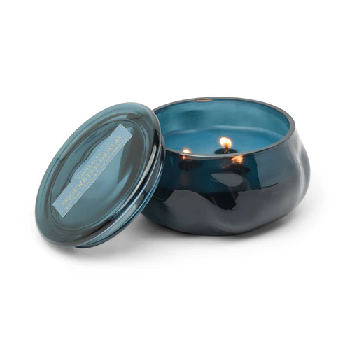 PADDYWAX GLASS CANDLE BASALT NAVY 10OZ - ROSEWATER SANTAL