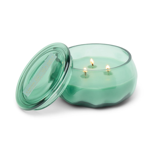 PADDYWAX GLASS CANDLE BASALT TURQUOISE 10OZ - FRESH AIR & SEA SALT