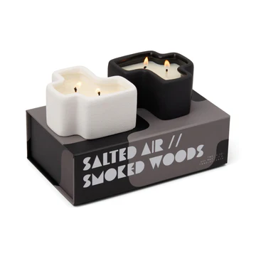 PADDYWAX 2 JIGSAW CANDLES - SALTED AIR & SMOKED WOODS