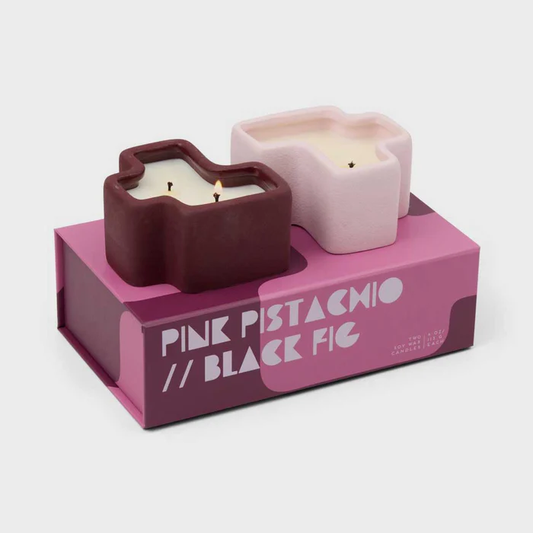 PADDYWAX 2 JIGSAW CANDLES - PINK PISTACHIO & BLACK FIG