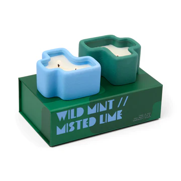 PADDYWAX 2 JIGSAW CANDLES - WILD MINT & MISTED LIME