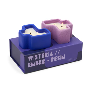 PADDYWAX 2 JIGSAW CANDLES - WISTERIA & EMBER RESIN
