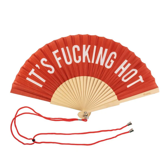 HAND FAN 'FUCKING HOT' RED