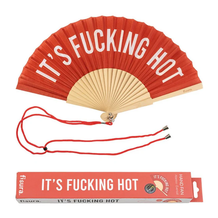 HAND FAN 'FUCKING HOT' RED