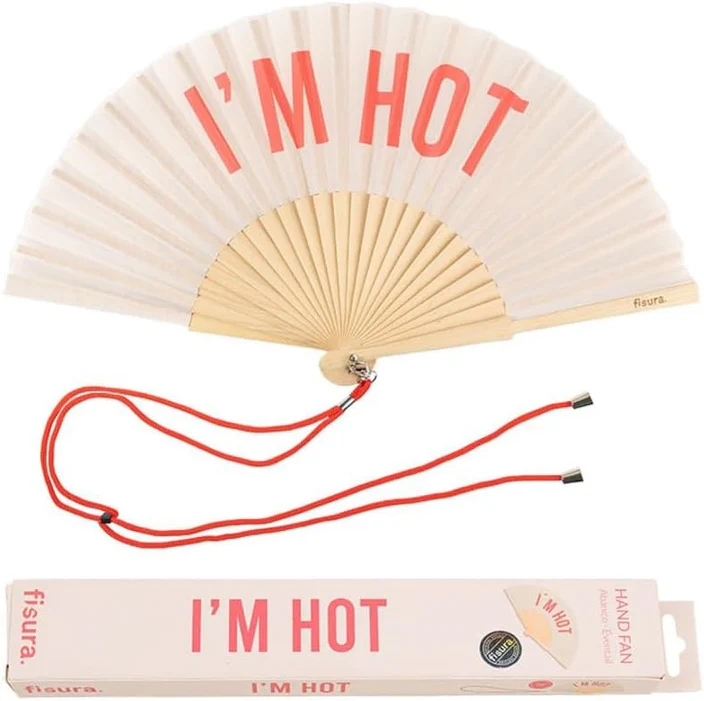 HAND FAN 'I'M HOT' BEIGE