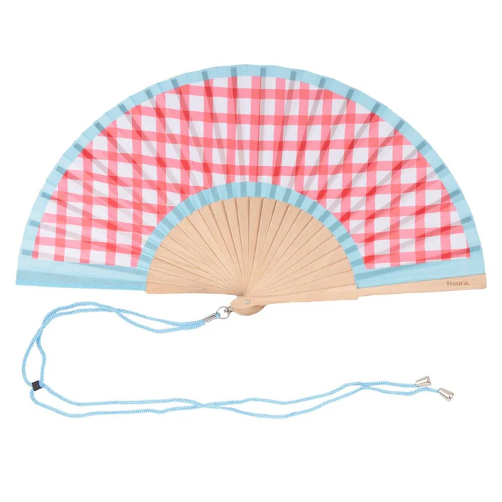 HAND FAN 'PINK VICHY'