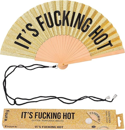 HAND FAN 'FUCKING HOT' GOLD