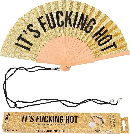HAND FAN 'FUCKING HOT' GOLD