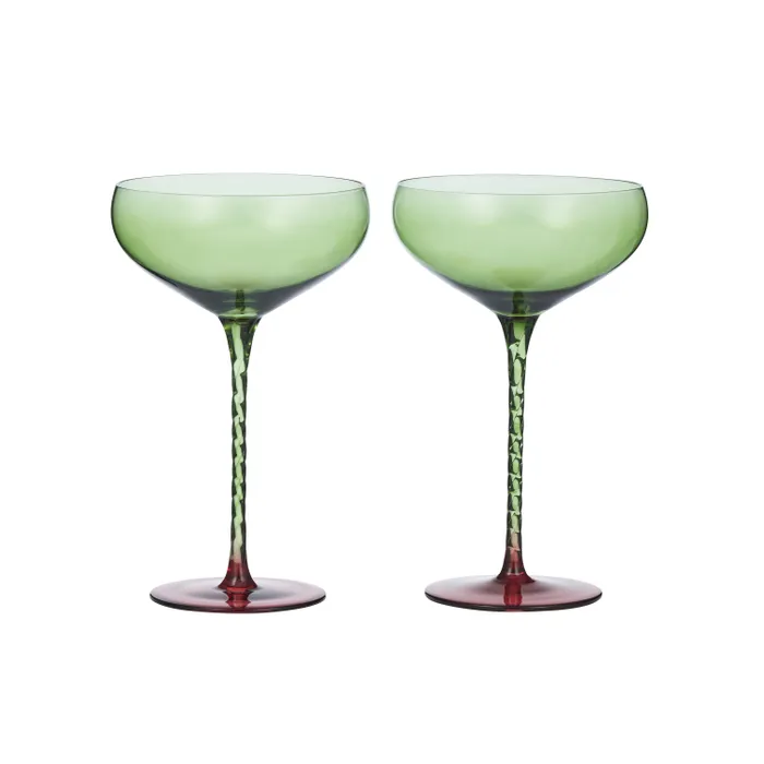 SOHO SET 2 GLASS COUPE OLIVE