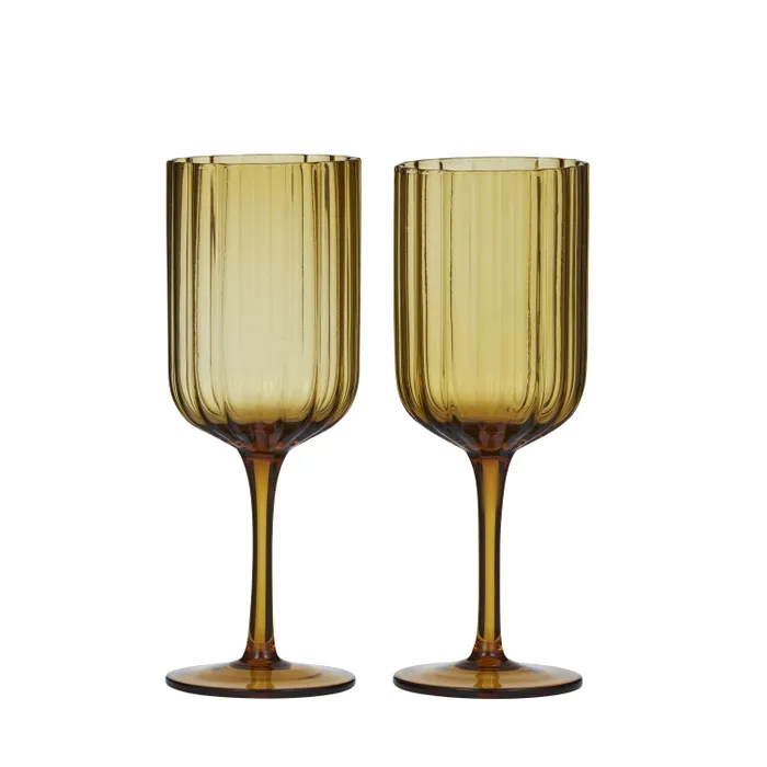 HAZEL SET 2 WINE GLASS AMBER