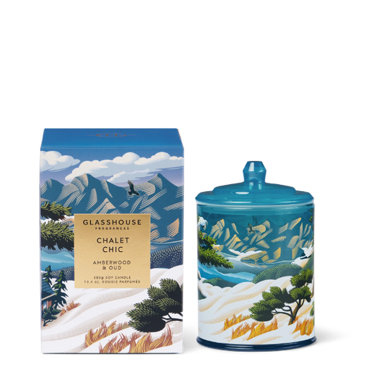GLASSHOUSE CANDLE CHALET CHIC 380G