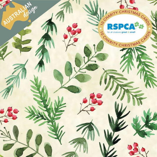 CHARITY CHRISTMAS CARD PACK RSPCA - FESTIVE PATTERN