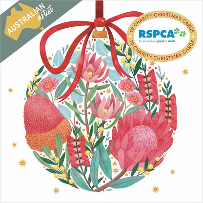 CHARITY CHRISTMAS CARD PACK RSPCA - FLORAL BAUBLE