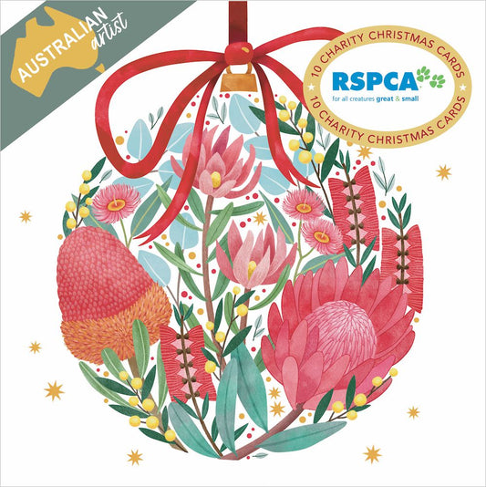 CHARITY CHRISTMAS CARD PACK RSPCA - FLORAL BAUBLE