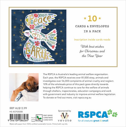 CHARITY CHRISTMAS CARD PACK RSPCA - PEACE ON EARTH
