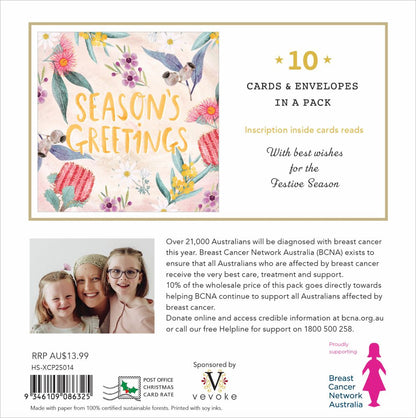 CHARITY CHRISTMAS CARD PACK BCNA - FESTIVE FLORA