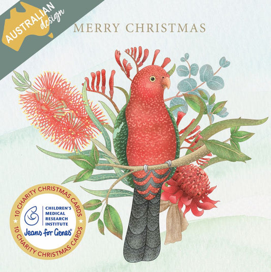CHARITY CHRISTMAS CARD PACK CMRI - FLORAL KING PARROT