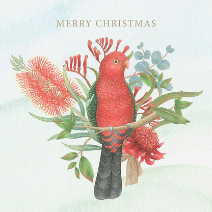 CHARITY CHRISTMAS CARD PACK CMRI - FLORAL KING PARROT