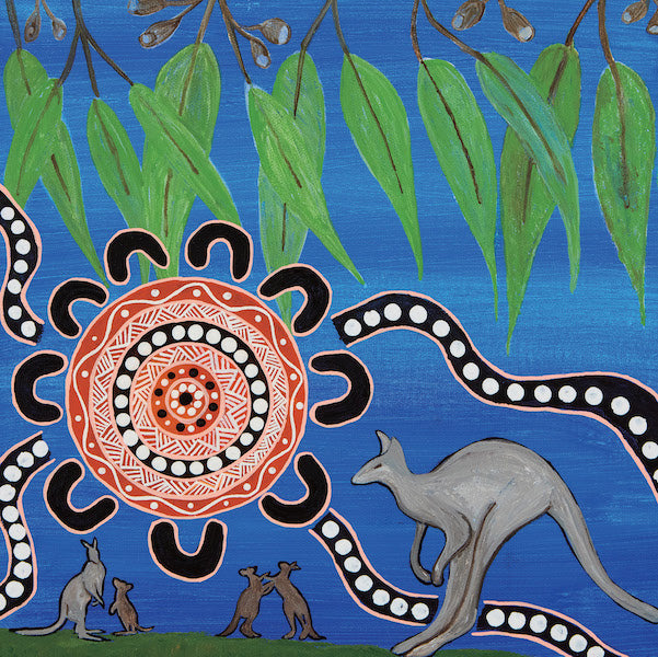 ABORIGINAL ART CARD KANGAROO DREAMING