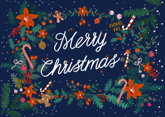 REDDISH DESIGN CARD WREATH TEXT