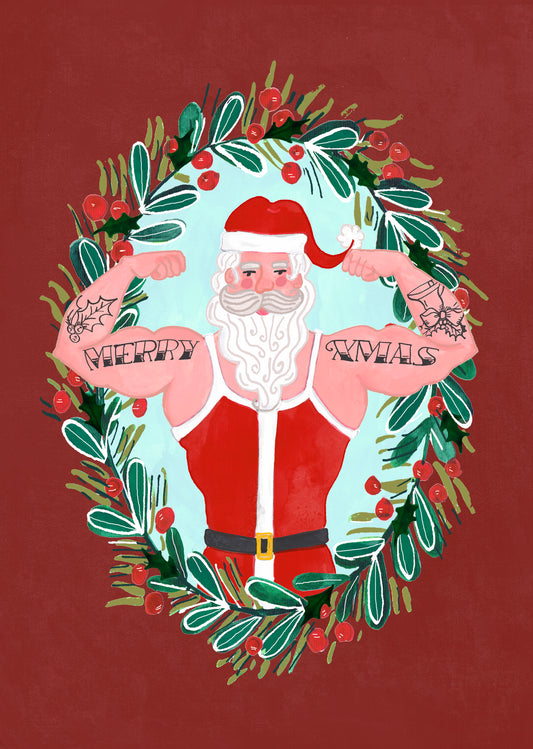 REDDISH DESIGN CARD STRONG SANTA