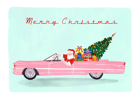 REDDISH DESIGN CARD SANTA ROLLS ROYCE