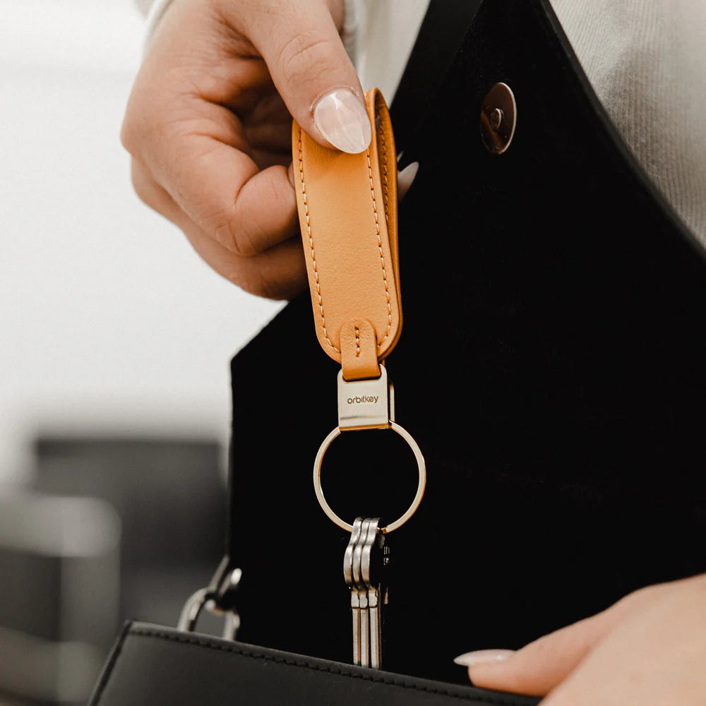 ORBITKEY LOOP KEYCHAIN LEATHER ORANGE