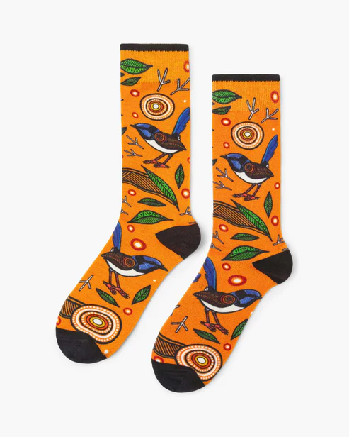 BAMBOOZLD SOCKS NATIVE AUS BLUE WREN SIZE 7-11