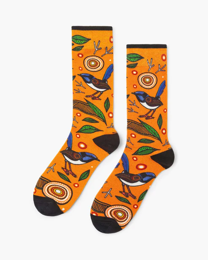 BAMBOOZLD SOCKS NATIVE AUS BLUE WREN SIZE 7-11