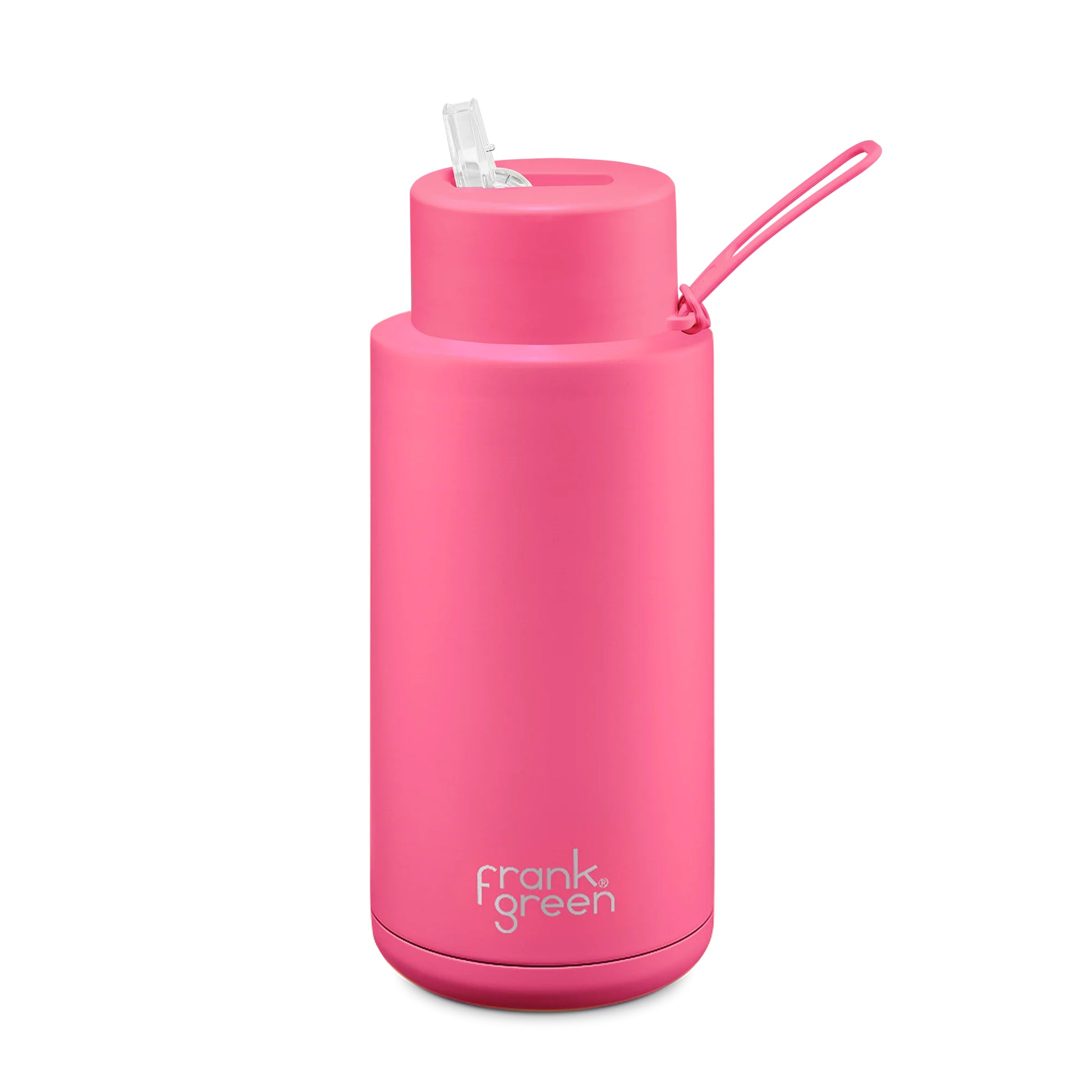 FRANK GREEN REUSABLE BOTTLE WITH STRAW LID 1LTR NEON PINK
