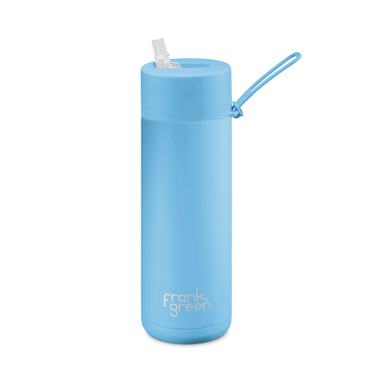 FRANK GREEN REUSABLE BOTTLE WITH STRAW LID 595ML SKY BLUE