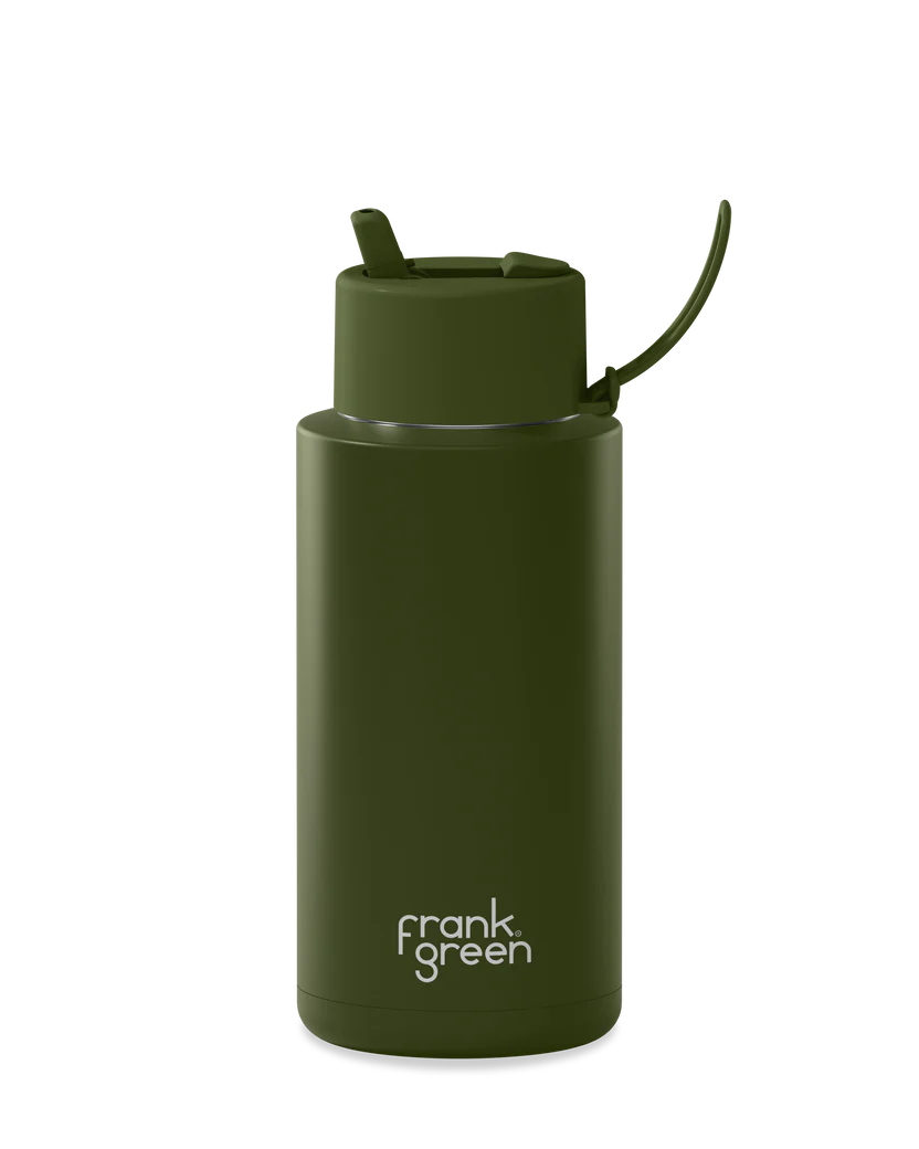 FRANK GREEN REUSABLE BOTTLE WITH STRAW LID 1LTR KHAKI 