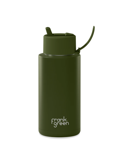 FRANK GREEN REUSABLE BOTTLE WITH STRAW LID 1LTR KHAKI 